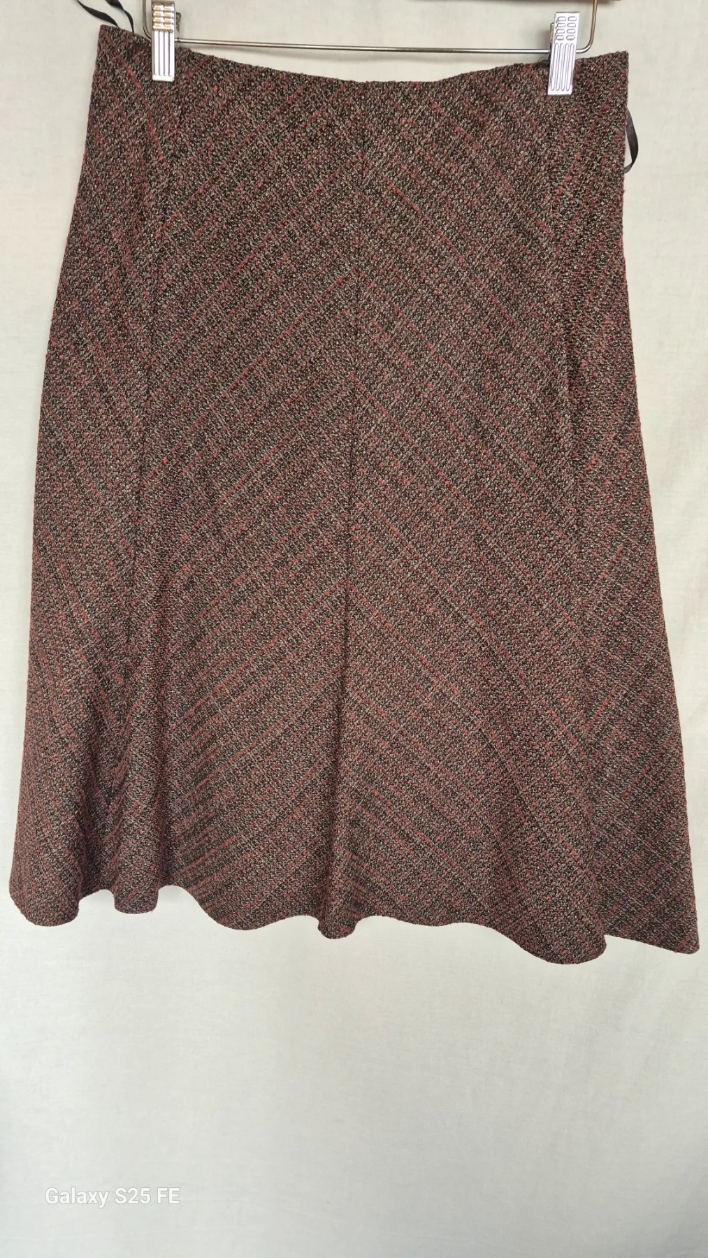Honor Millburn Edinburgh Woollen Mill Skirt UK 12 Brown Pink Tweed Textured A-Line Midi