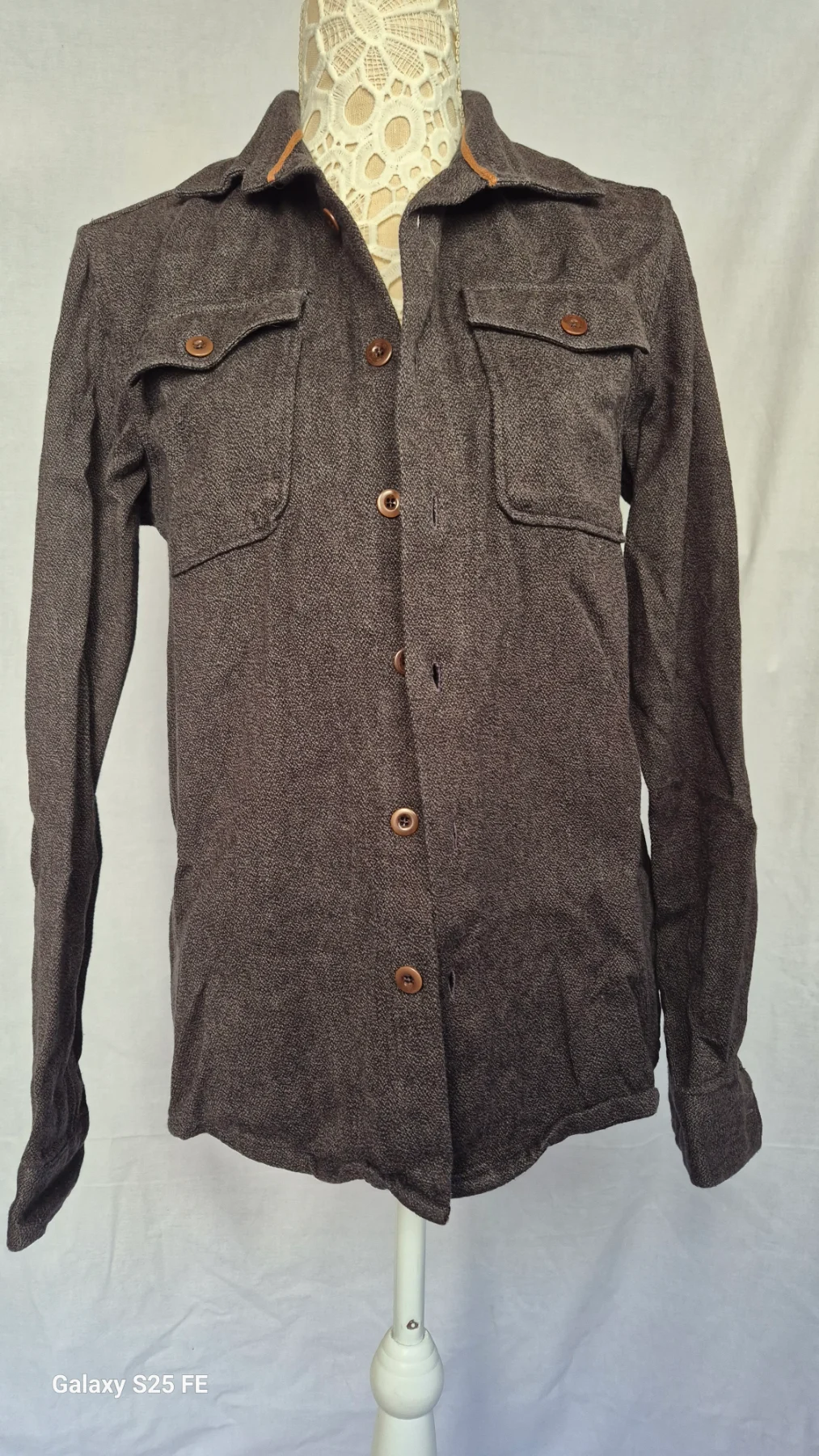 Jack Wills Men's Heavyweight Tweed Overshirt / Shacket - Brown Charcoal - Size XS - Good Condition