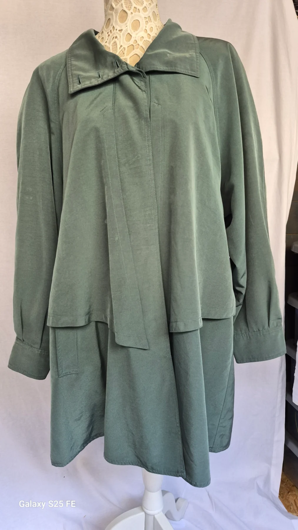 AQUABURY Womens Vintage Lightweight Trench Coat Mac Jacket Sage Olive Green Size L