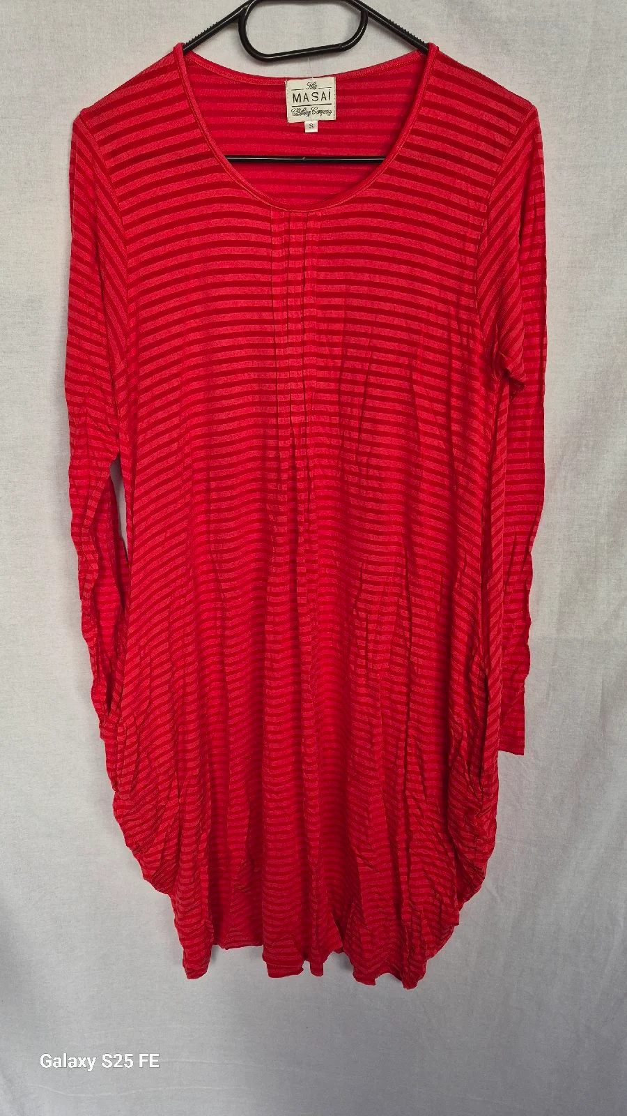 The Masai Clothing Company Striped Tunic Dress Size S Red Long Sleeve Pockets