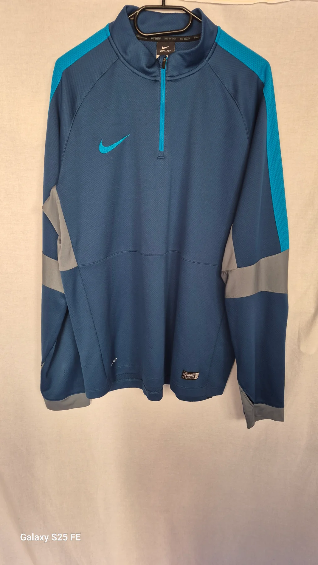 Nike Dri-FIT Mens XL 1/4 Zip Football Drill Top Blue Grey Training Jumper 802058