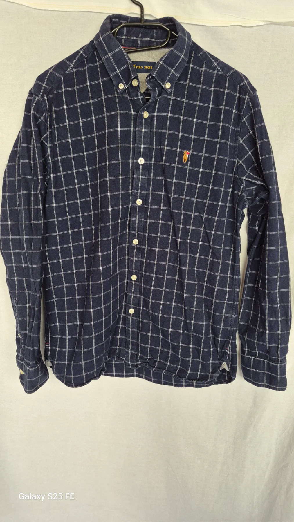 ​Polo Sport Ralph Lauren Mens Grid Check Shirt Large Blue Cotton Button Down L