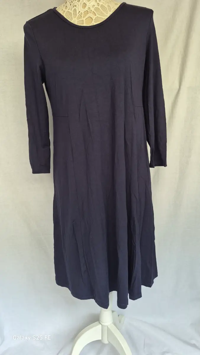 Monsoon Navy Blue Long Sleeve Keyhole Cut-Out A-Line Dress UK 12 Casual Smart