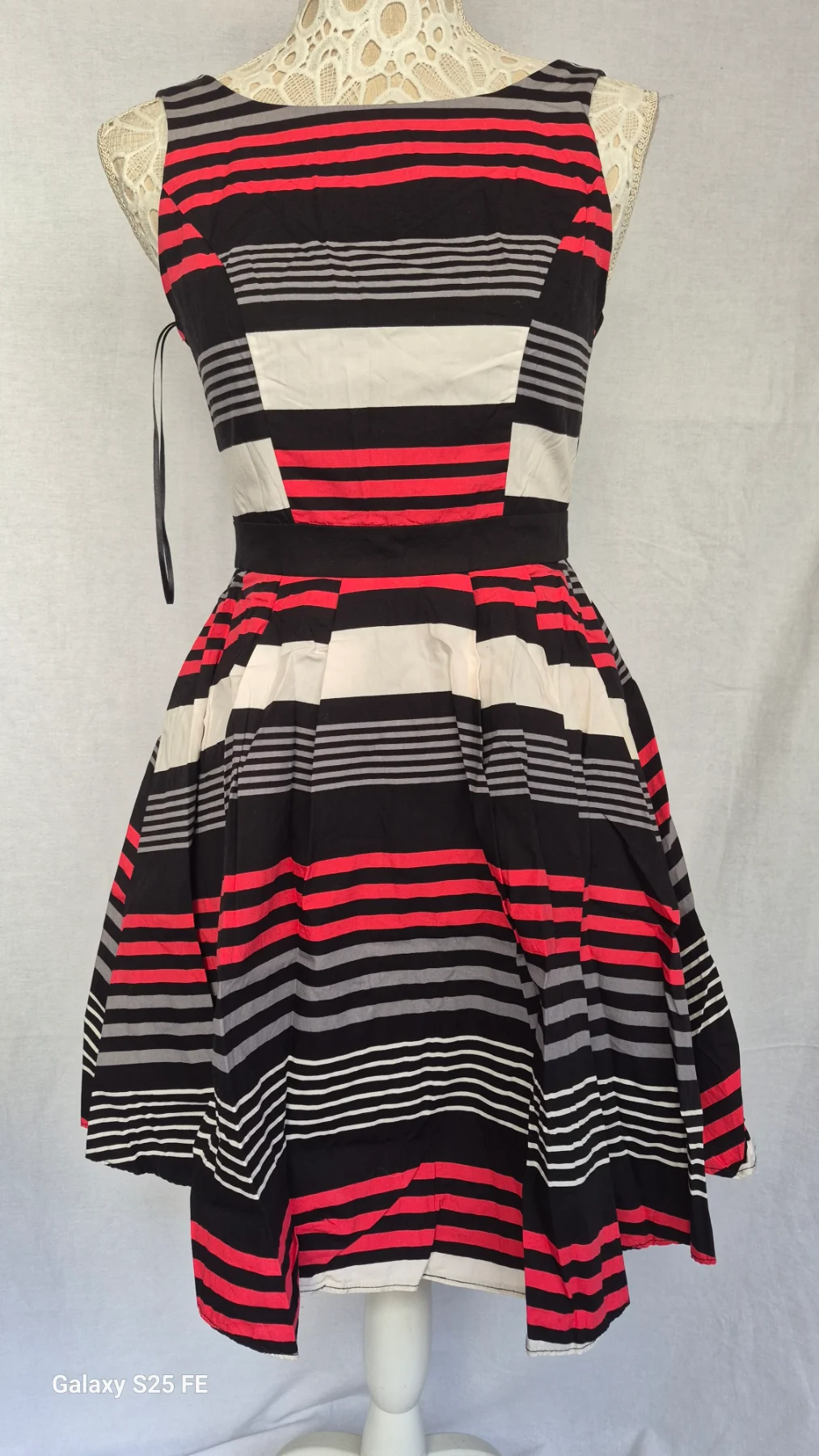 Red Herring Special Edition Striped Dress UK 8 100% Cotton Fit & Flare 50s Style