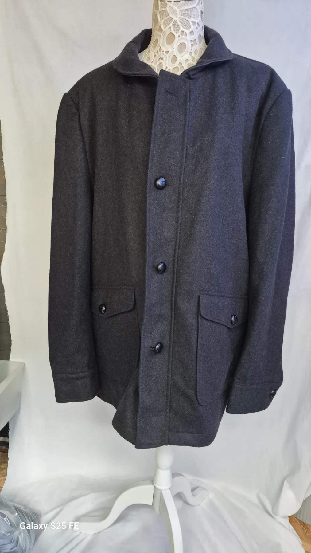 Burton London Mens Wool Blend Coat Heavy Charcoal Grey Winter Jacket Size XXL