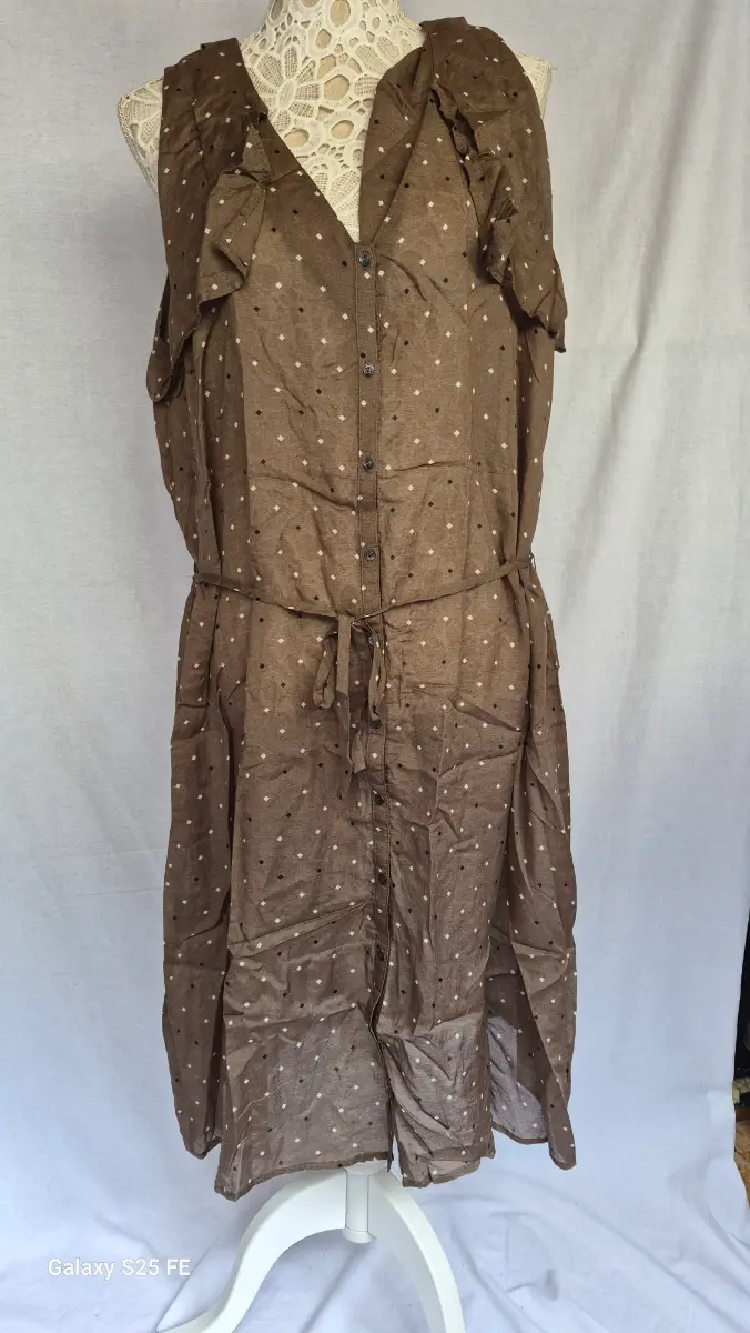 TRULY By Part Two 'Fridja' Brown Polka Dot Shirt Dress - Size 16 UK (BNWT £75 RRP)
