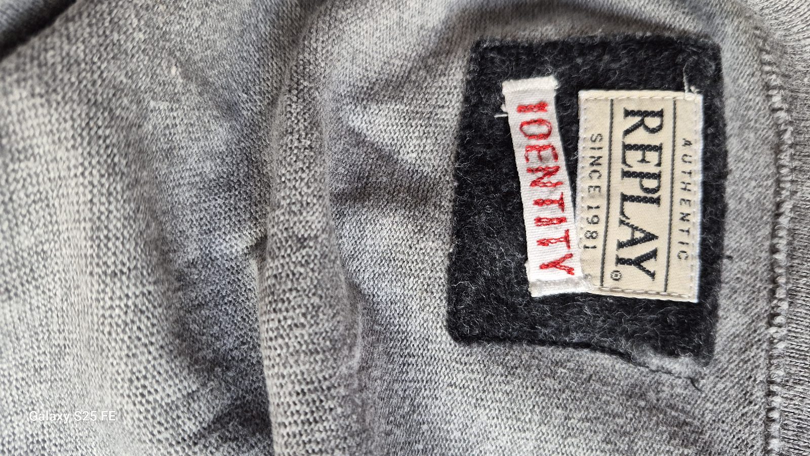 REPLAY Mens Grey Cotton Varsity Cardigan Size L Flocked Back Graphic Distressed