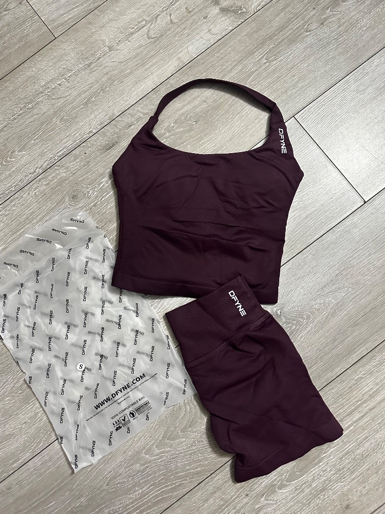 DFYNE Espresso halter top & shorts set