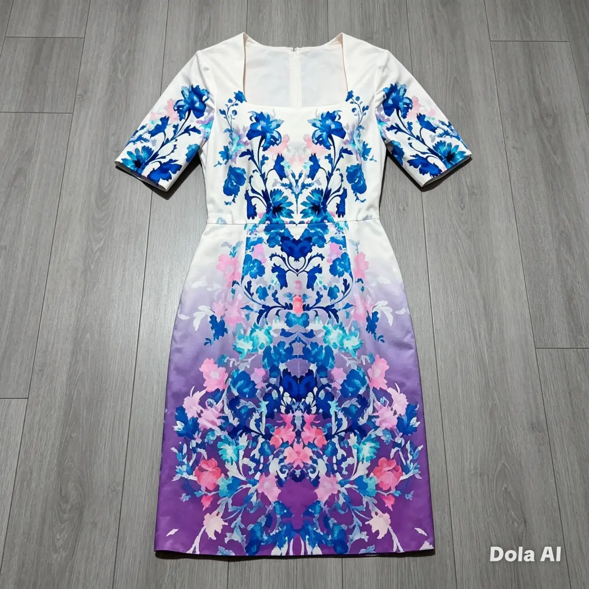Monsoon Symmetrical Floral Print Midi Dress – Size 8 NWT
