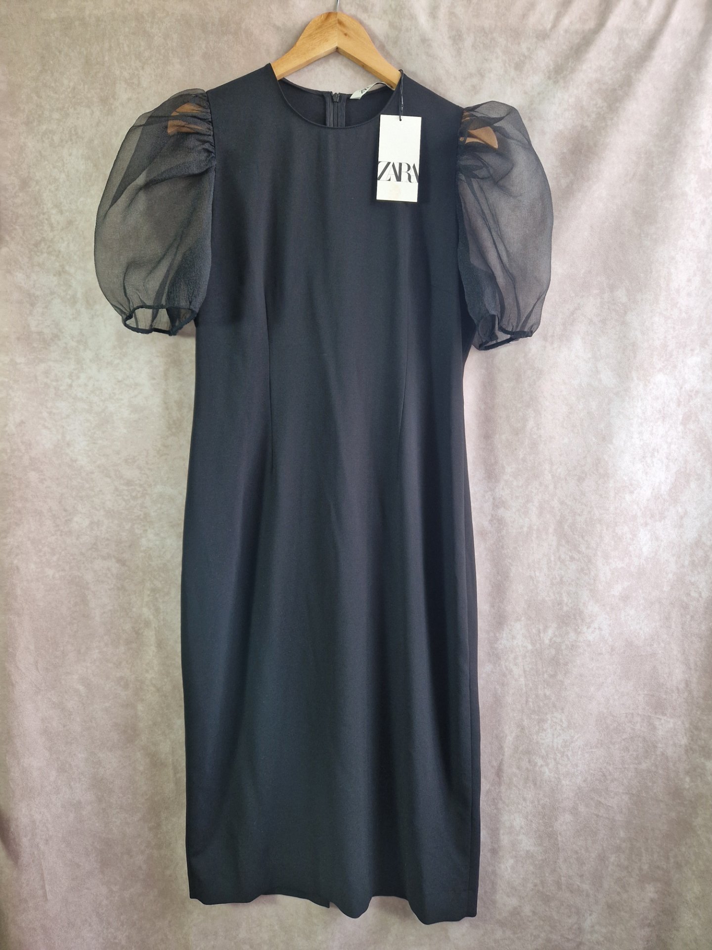 ZARA Puff sleeve sheath dress. Size 14.