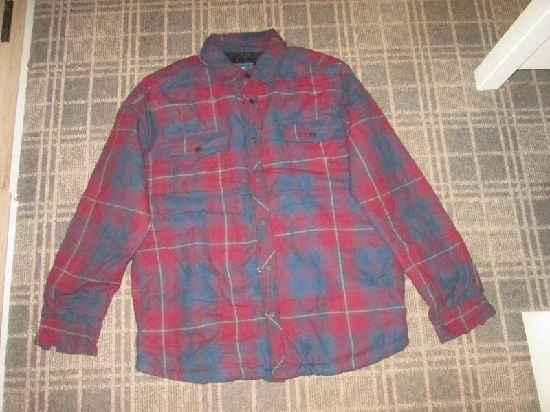 George Men's Shacket Size L jacket top outdoor fleece lined Vintage YK2 Plaid