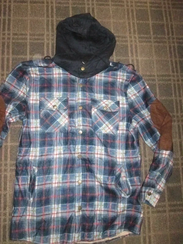 Men's Shacket size M Hooded jacket top Vintage Plaid Fleece lined Lumberjack pockets NEW