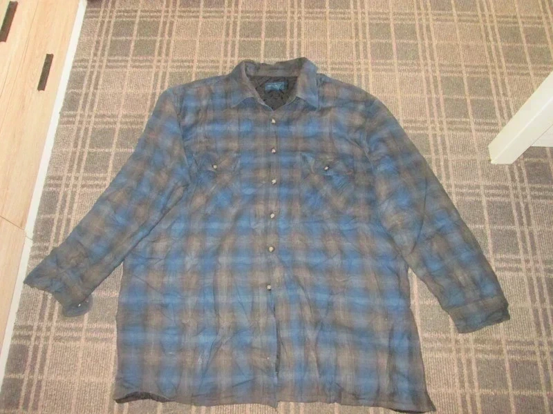Town Craft Men's Shacket size XL Jacket top Vintage Flannel Plaid quilted lined Lumberjack