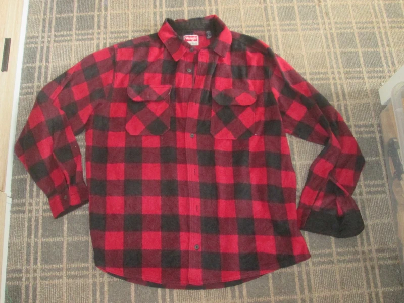 Wrangler Men's Shacket shirt Jacket Size XL Vintage 90's Plaid Fleece Outdoor