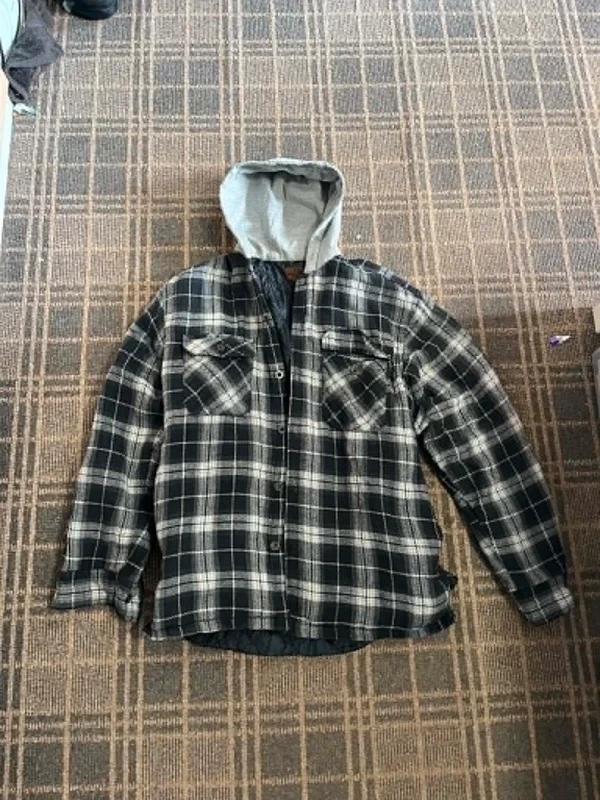 Explorer Men's Shacket size M hooded Jacket top Vintage YK2 Plaid Fleece lined Lumberjack Pockets