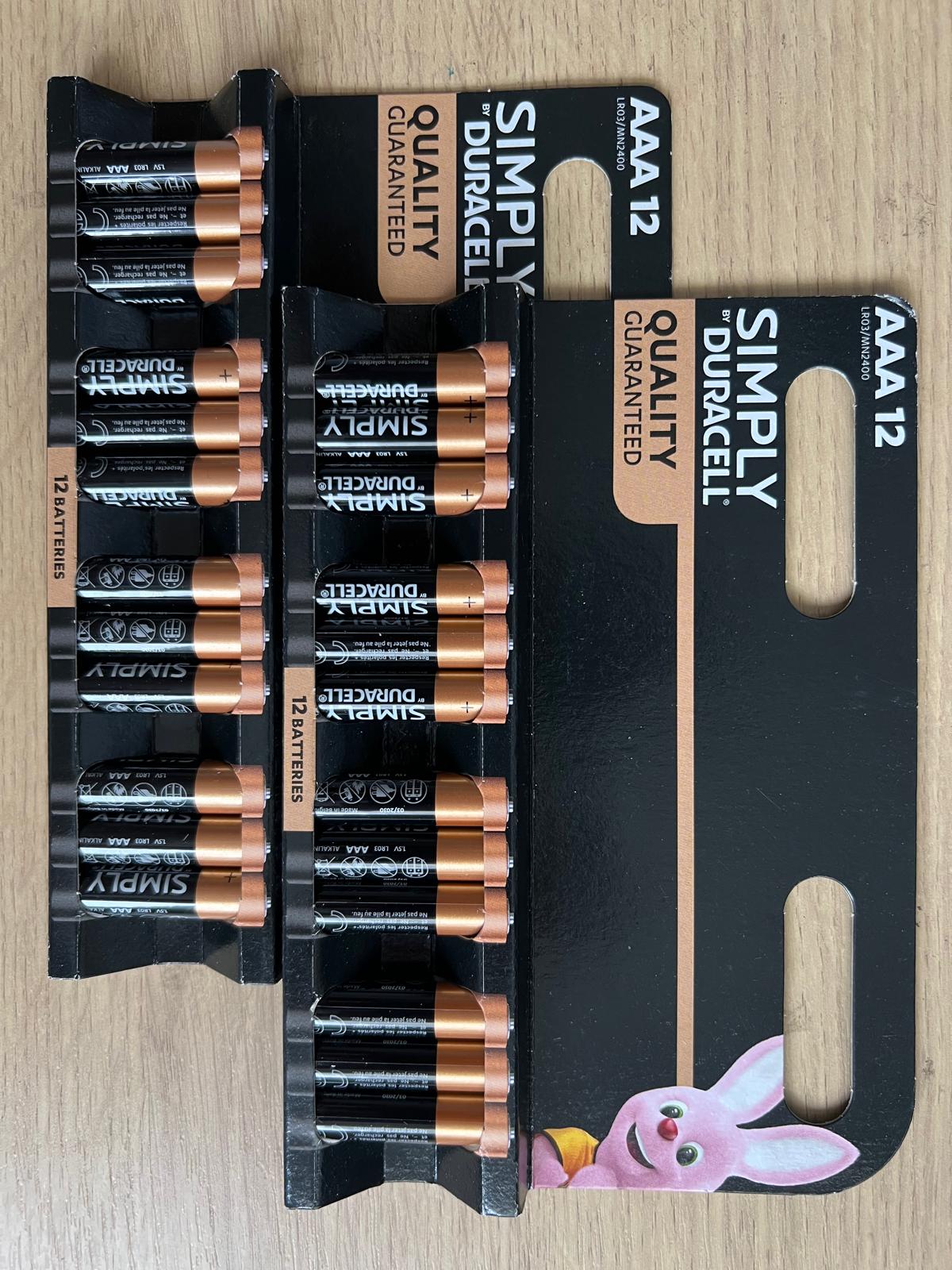 24x AAA Duracell Batteries. Brand New