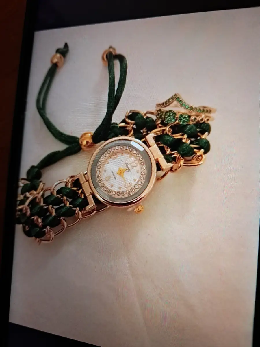 Rose Gold Crystal Watch & Crown Charm Bracelet Set