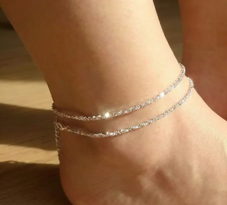Double layer sparkling Rhinestone Anklet