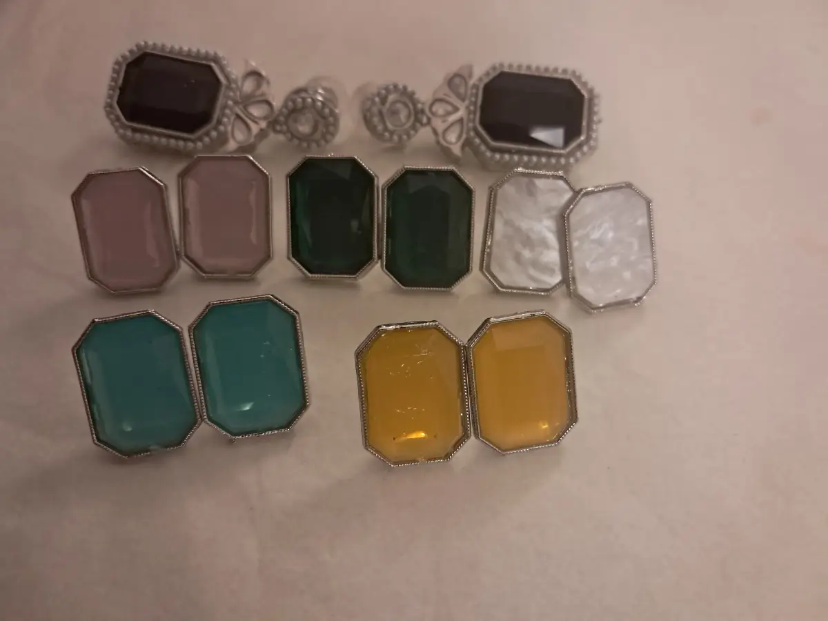 Silver-Tone Geometric Stud & Drop Earring Collection change able