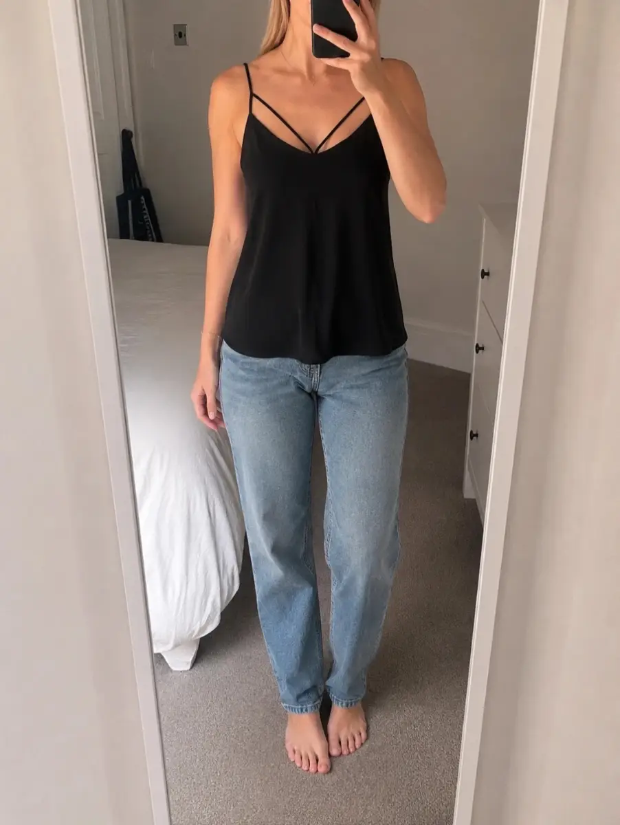 Black Strappy Cami Top – UK 16