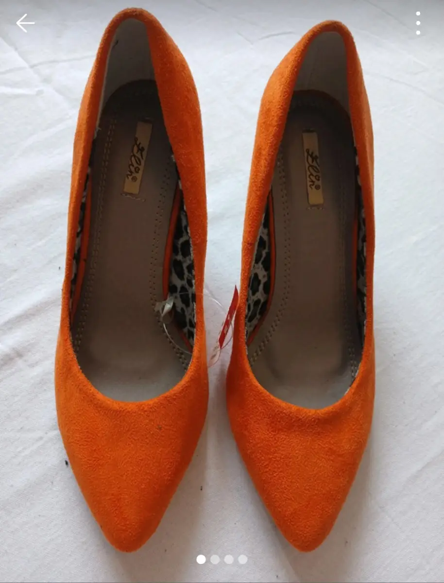 Orange Suede Court Heels - UK 4 - £25
