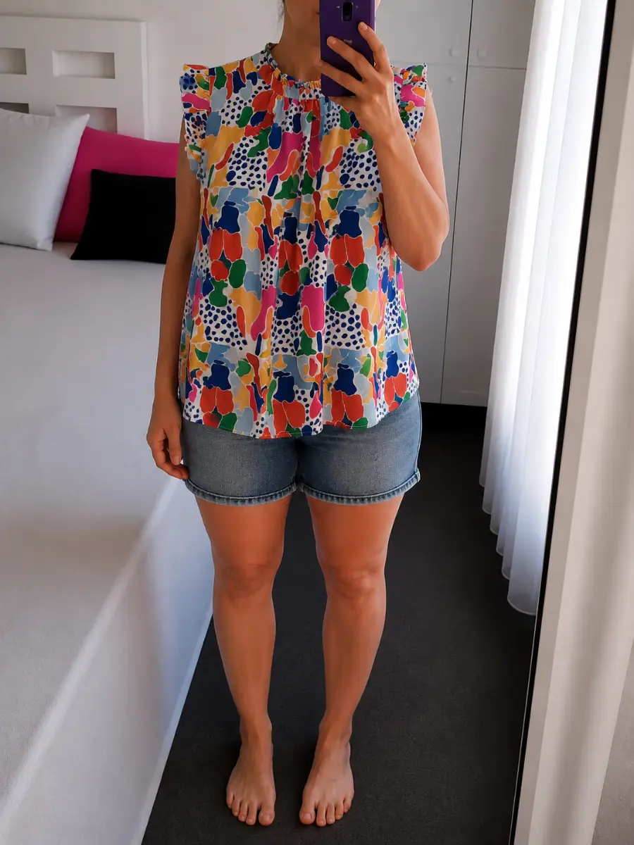 Colourful Cold Shoulder Top – Size 4XL