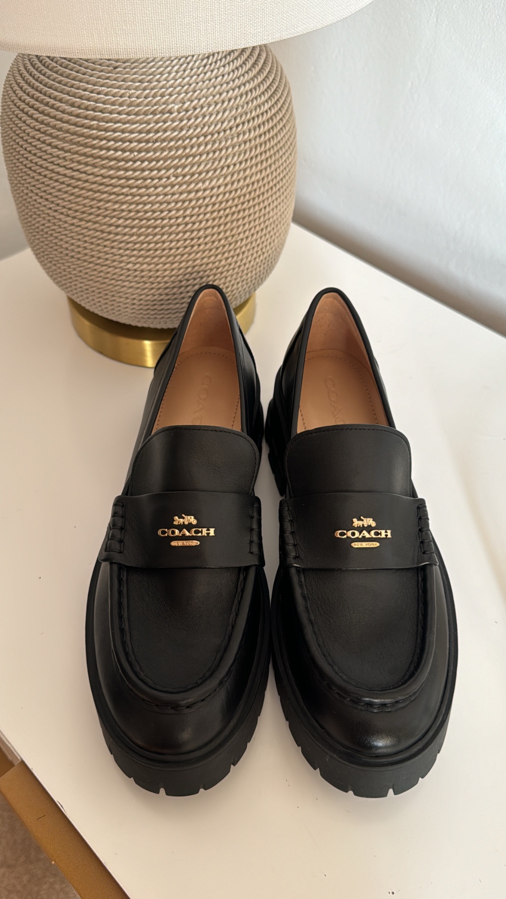 Coach loafer black gold hardware size 6 shoes boots