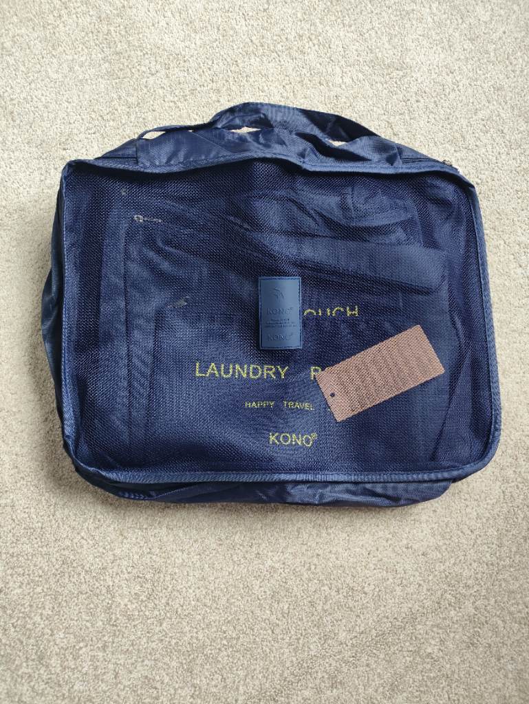 Kono 6 piece navy blue travel laundry bag set