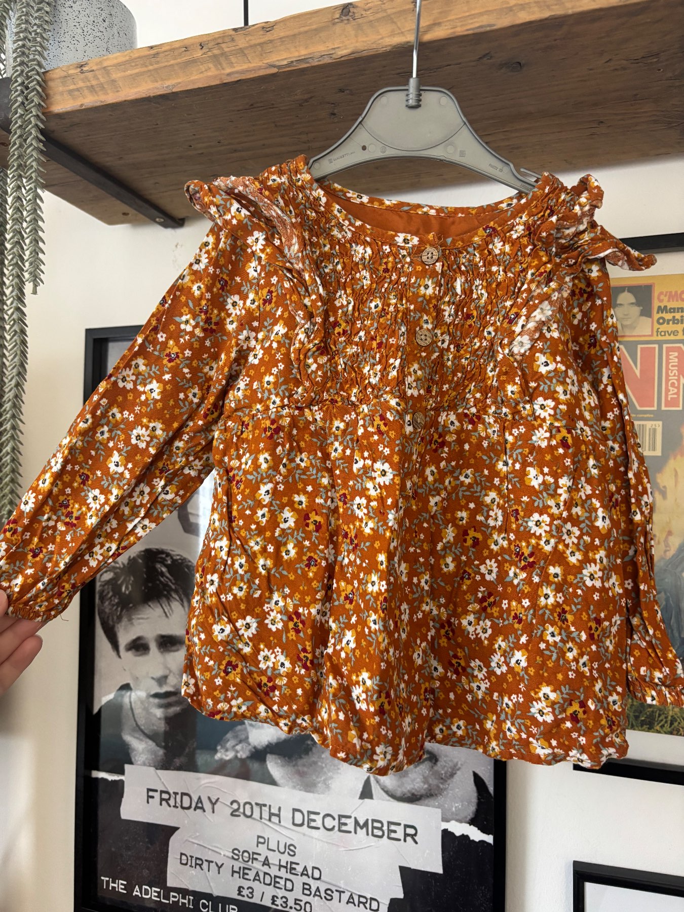 Matalan Baby Girls Orange Floral Smocked Blouse - Size 18-23 Months