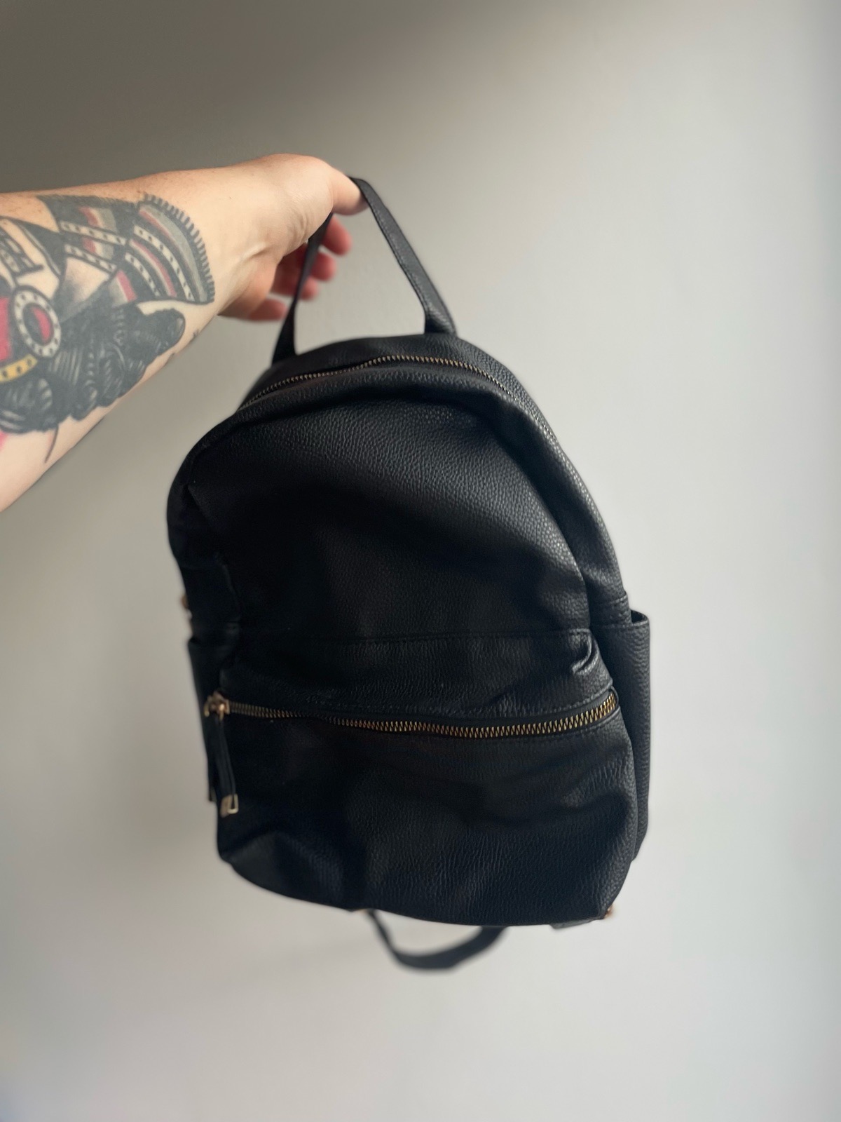 New Look Black Faux Leather Mini Backpack