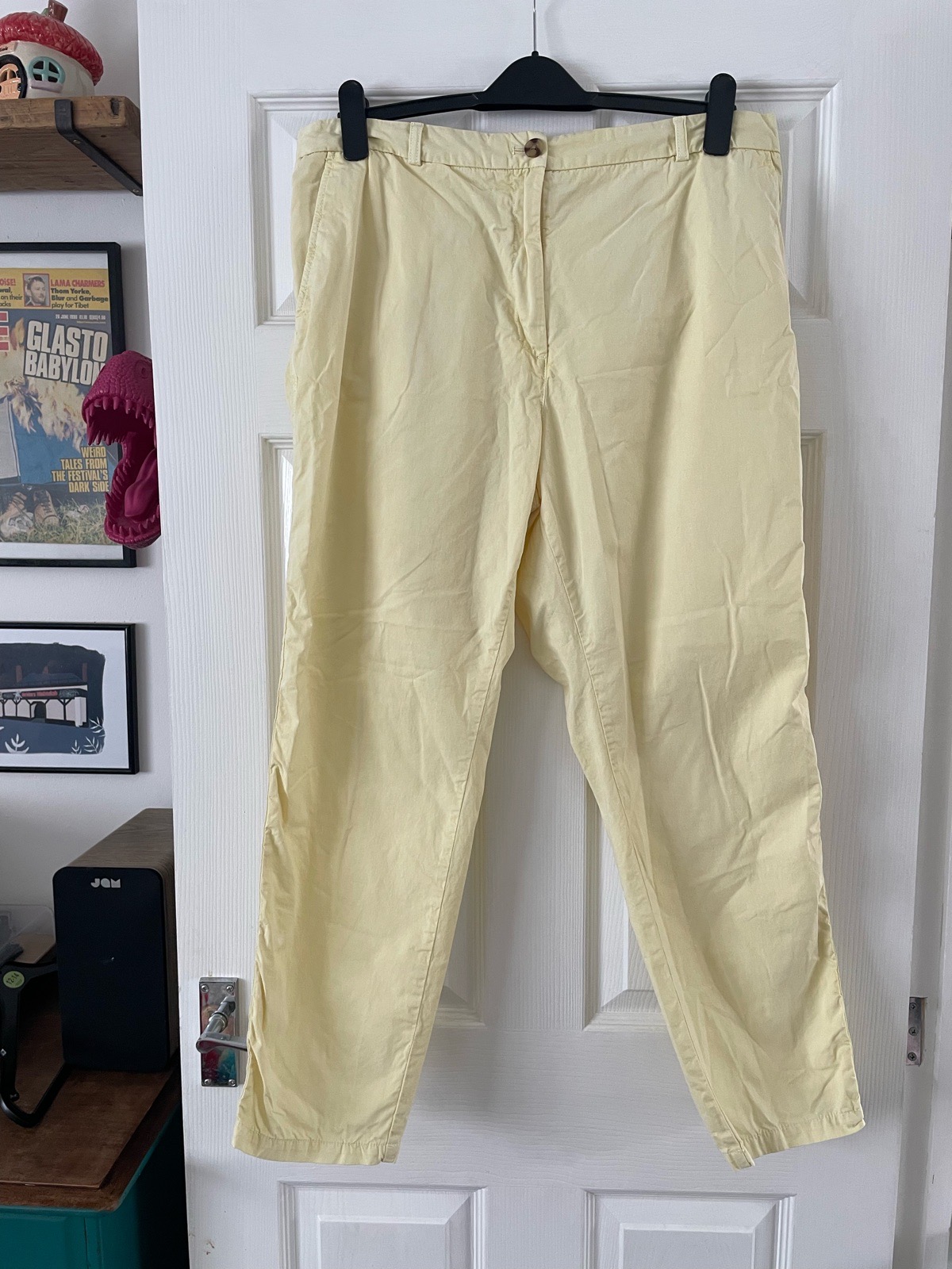 M&S Collection Lemon Yellow Pastel Cotton Chino Trousers - Size 18