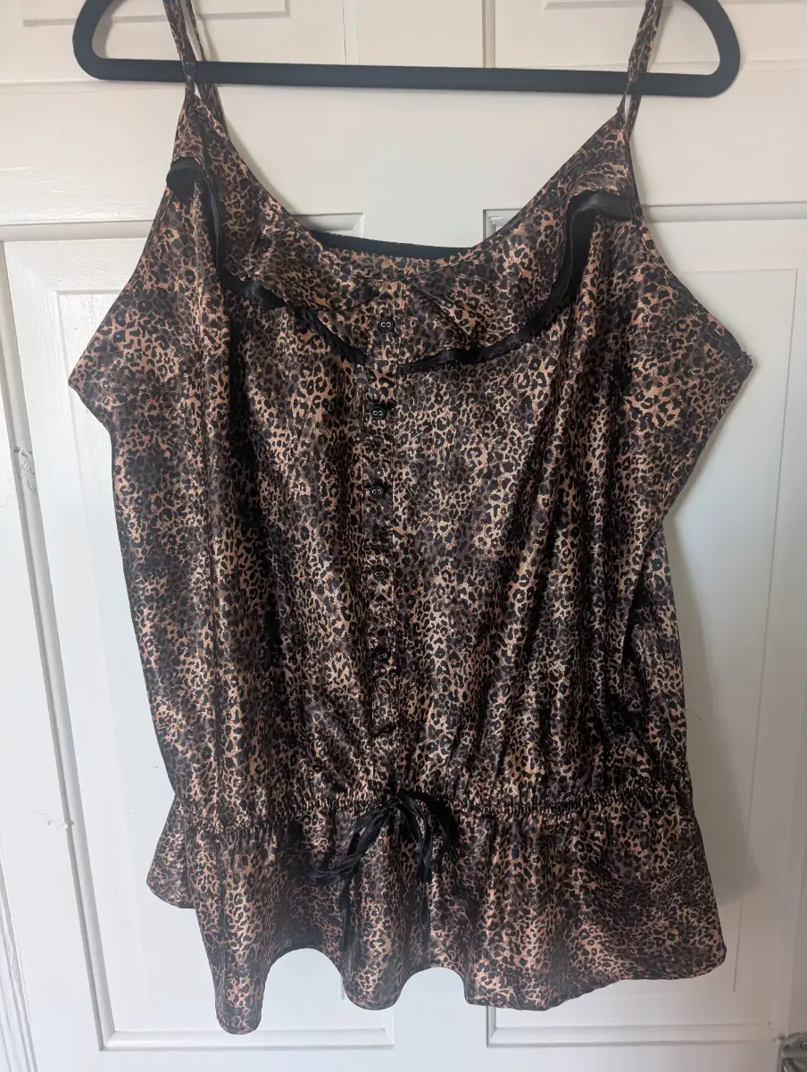 George cami vest blouse/top,brown black animal print,slim like feel,sexy,size 20-22
