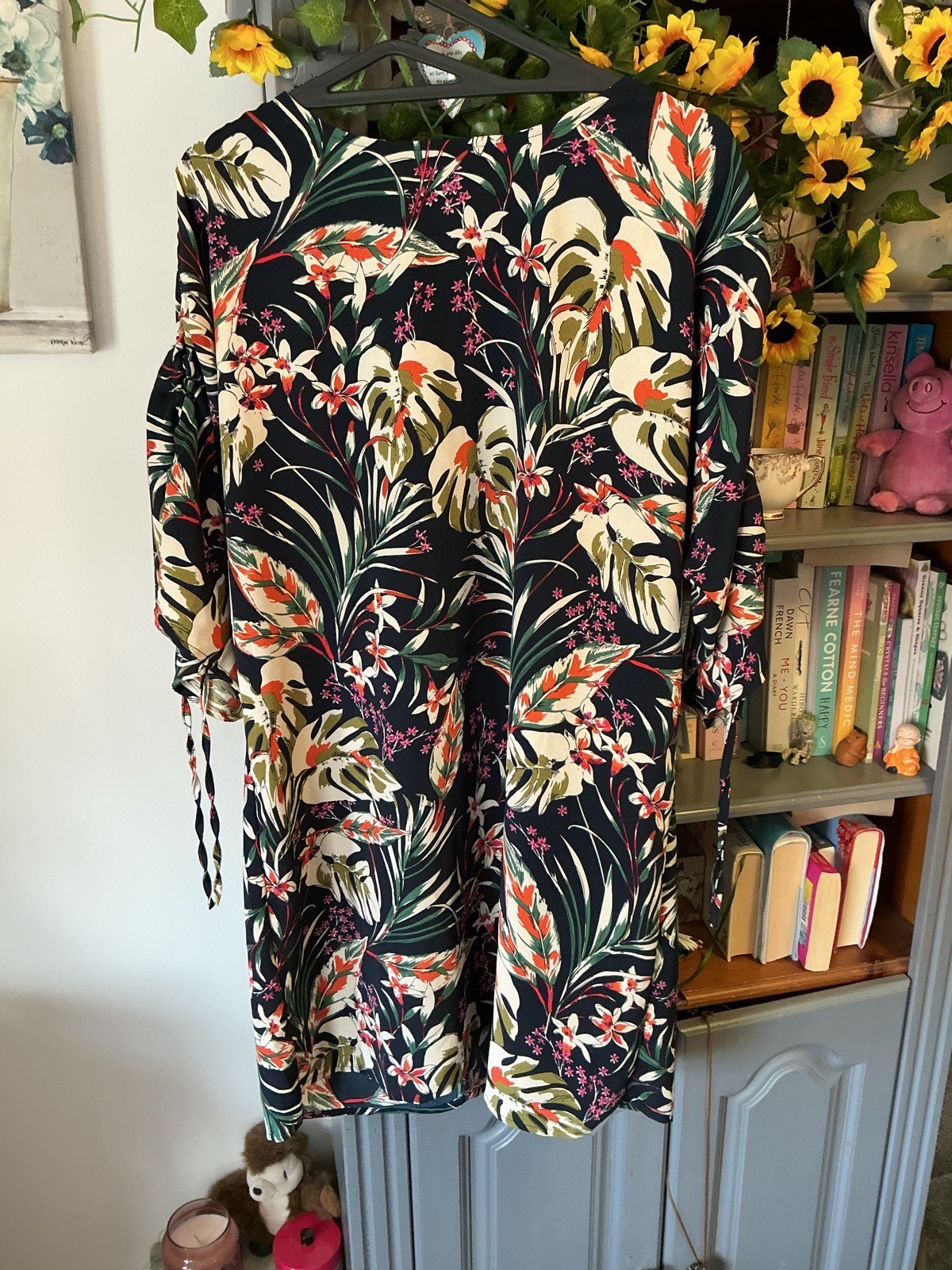 QED London Navy Mix Floral Dress Size 10