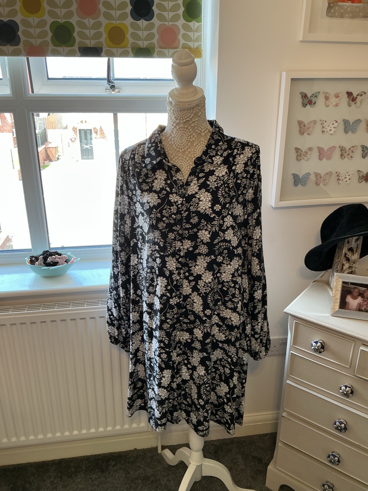 Marks and Spencer Black Floral Dress size 16 Worn Once