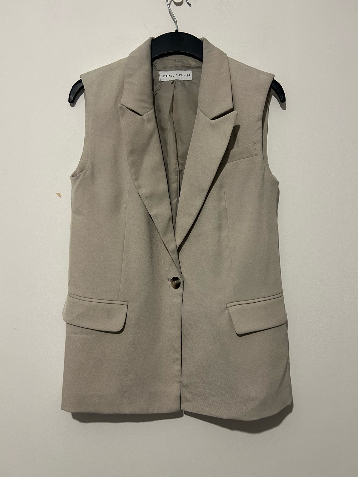 Lefties Beige Single breasted Waistcoat Size XS UK 8-10  RRP £25.99