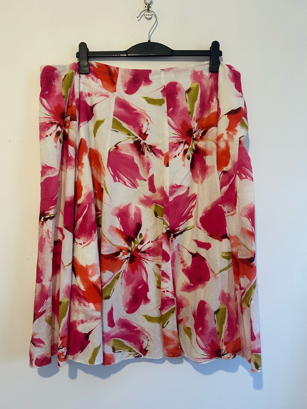 Soon Pink Mix 100% Cotton Midi Fully Lined Summer Skirt Plus Size 22