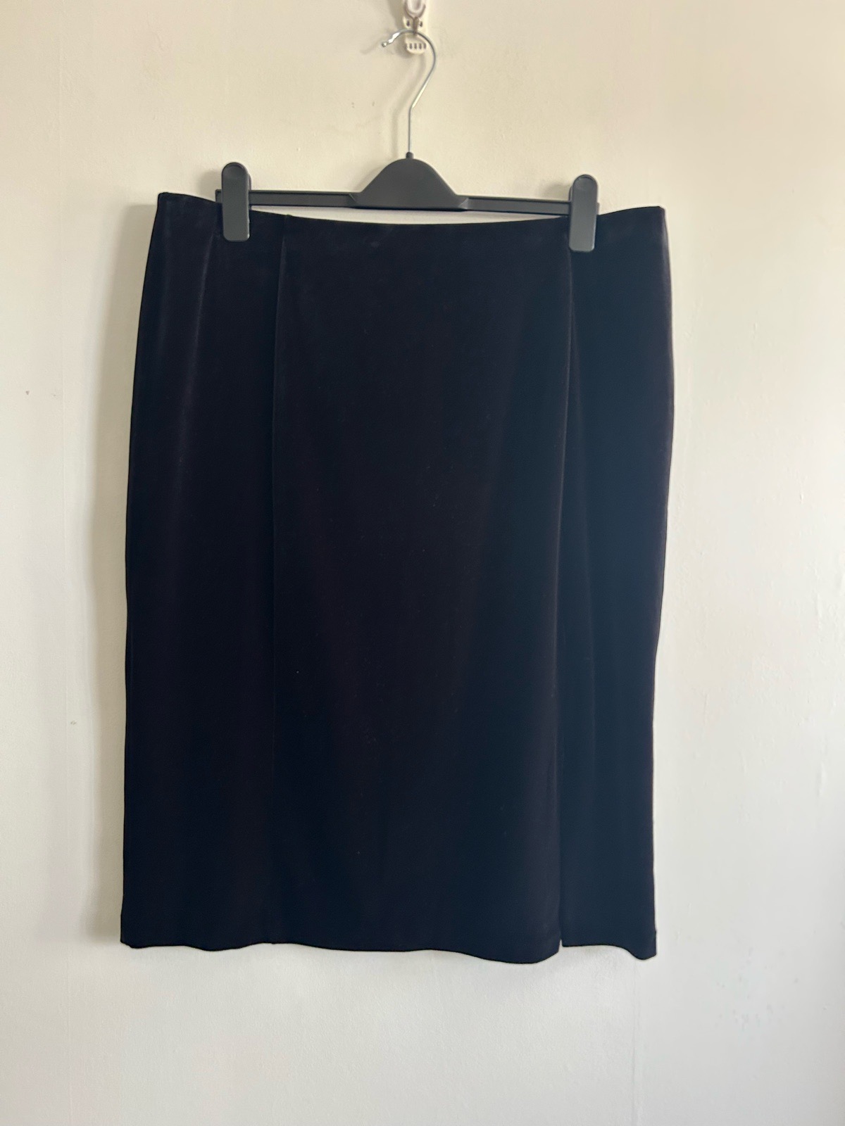 M&S Black Velvet Elasticated Waist Tailored Straight Skirt Plus Size 20
