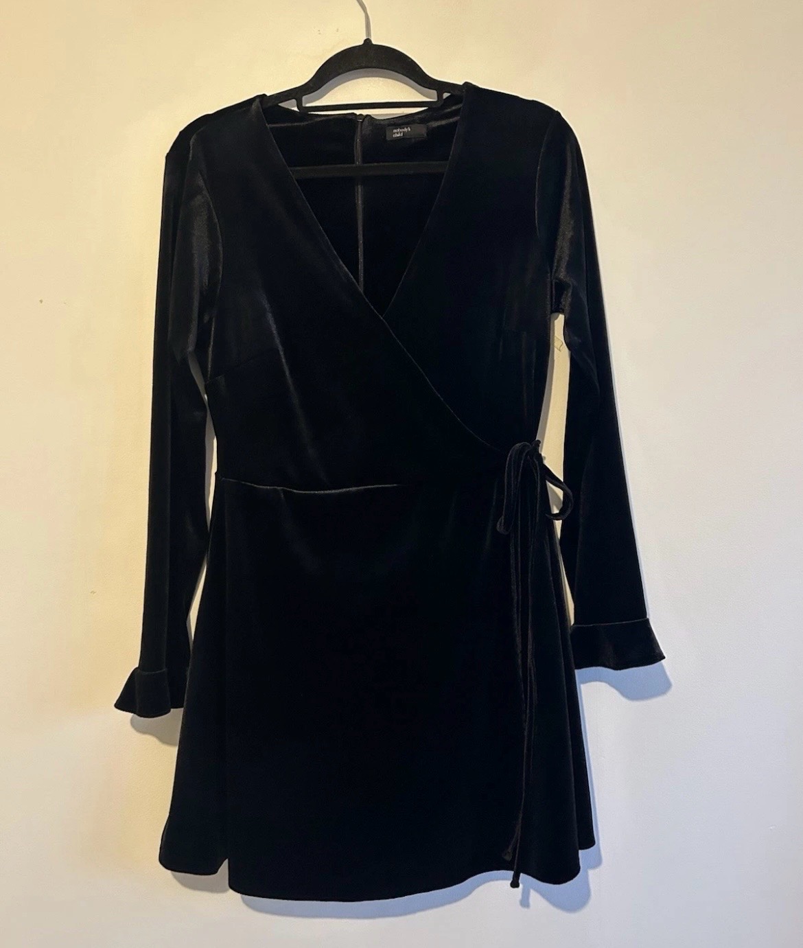 Nobody’s Child Black Velvet Mini Skort Wrap PlaySuit Size 14