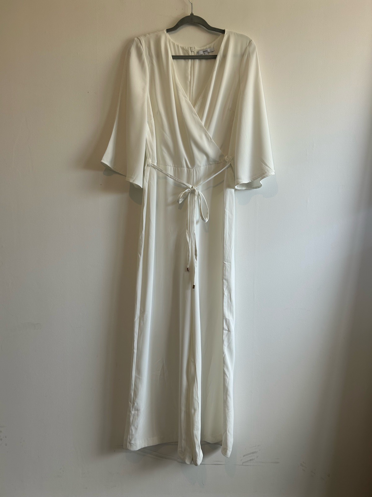 Next White Kimono Sleeves Wide Leg Tie Waist Jumpsuit Size 14