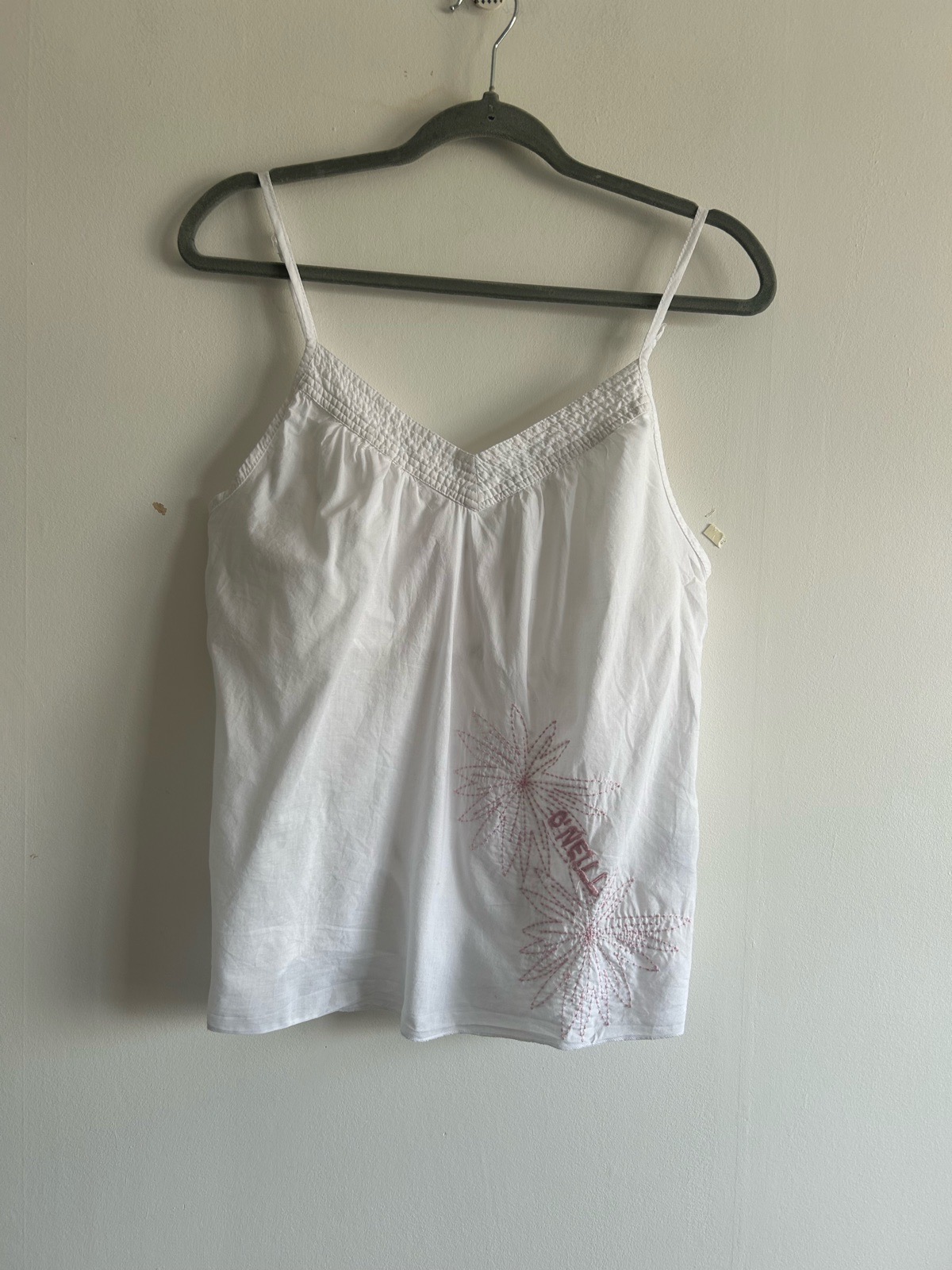 O’Neill Vintage White 100% Cotton Embroidered Top Size L UK 12