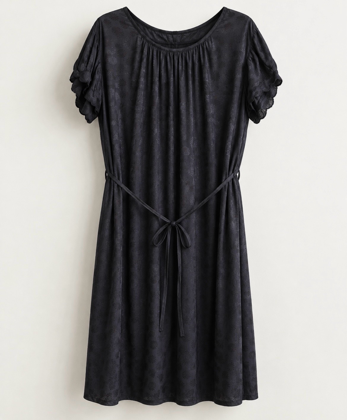 Topshop Short Sleeved Tie Waist Jacquard Satin Summer Dress Size 8