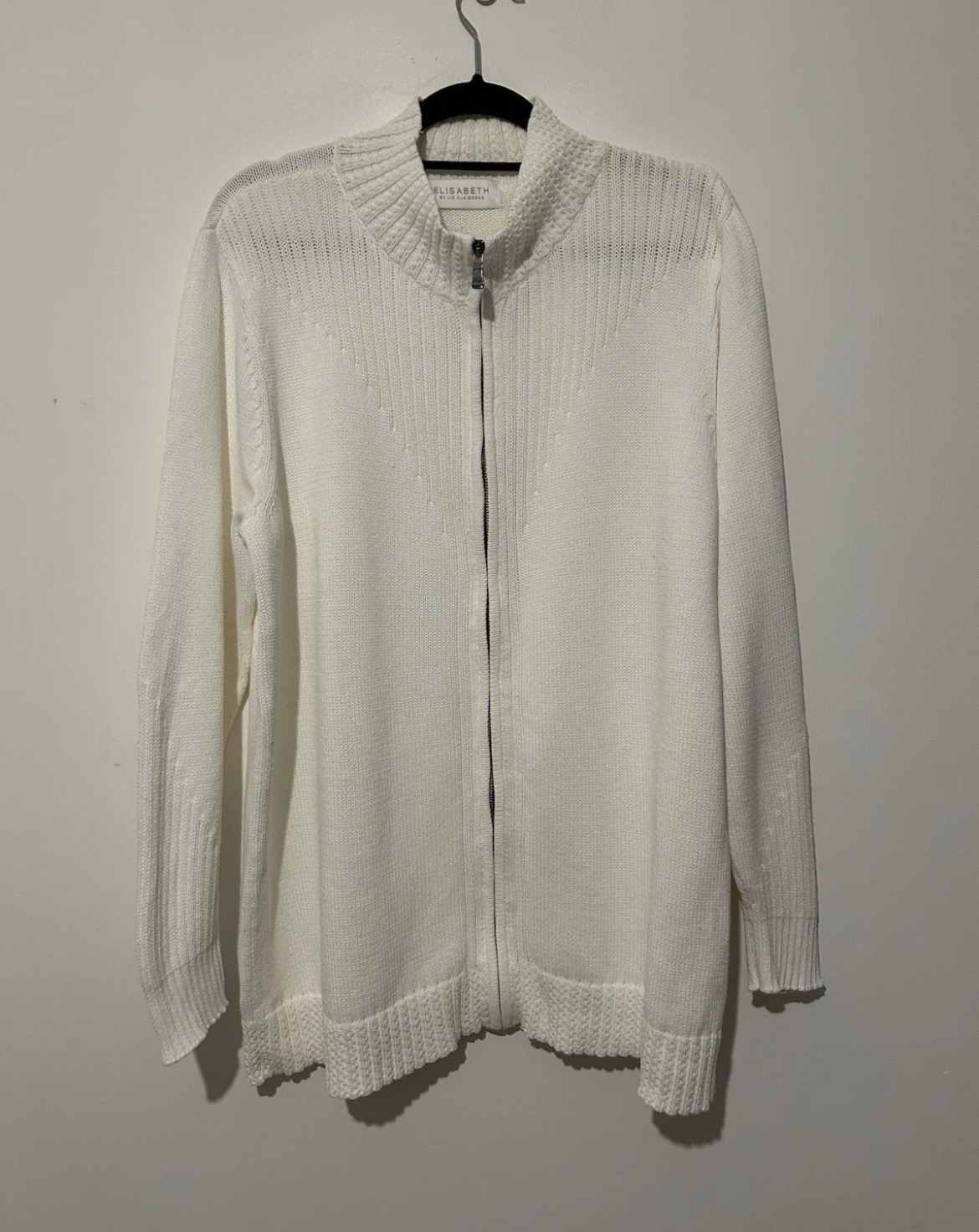 ELIZABETH By Liz Claiborne 1990's Vintage 100% Cotton Cardigan Plus Size L 16-18