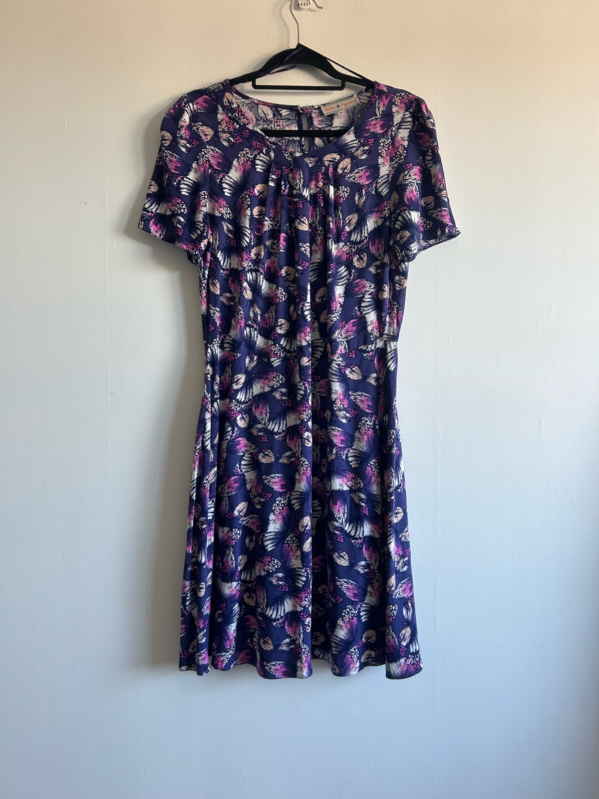 Billie & Blossom Purple & Pink Butterfly Print Knee Length Dress Size 14