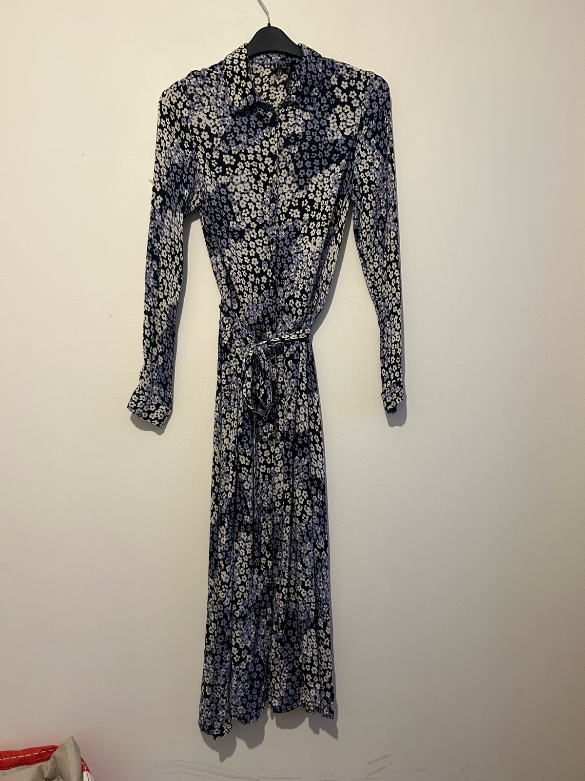 Vero Moda Floral Tie Waist Long Sleeve Ankle Length Shirt Dress Size XS UK 6-8