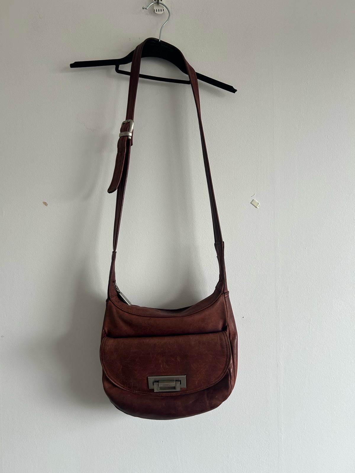 Tignanello Vintage Brown Multi-Pocket CrossBody Genuine Leather Bag