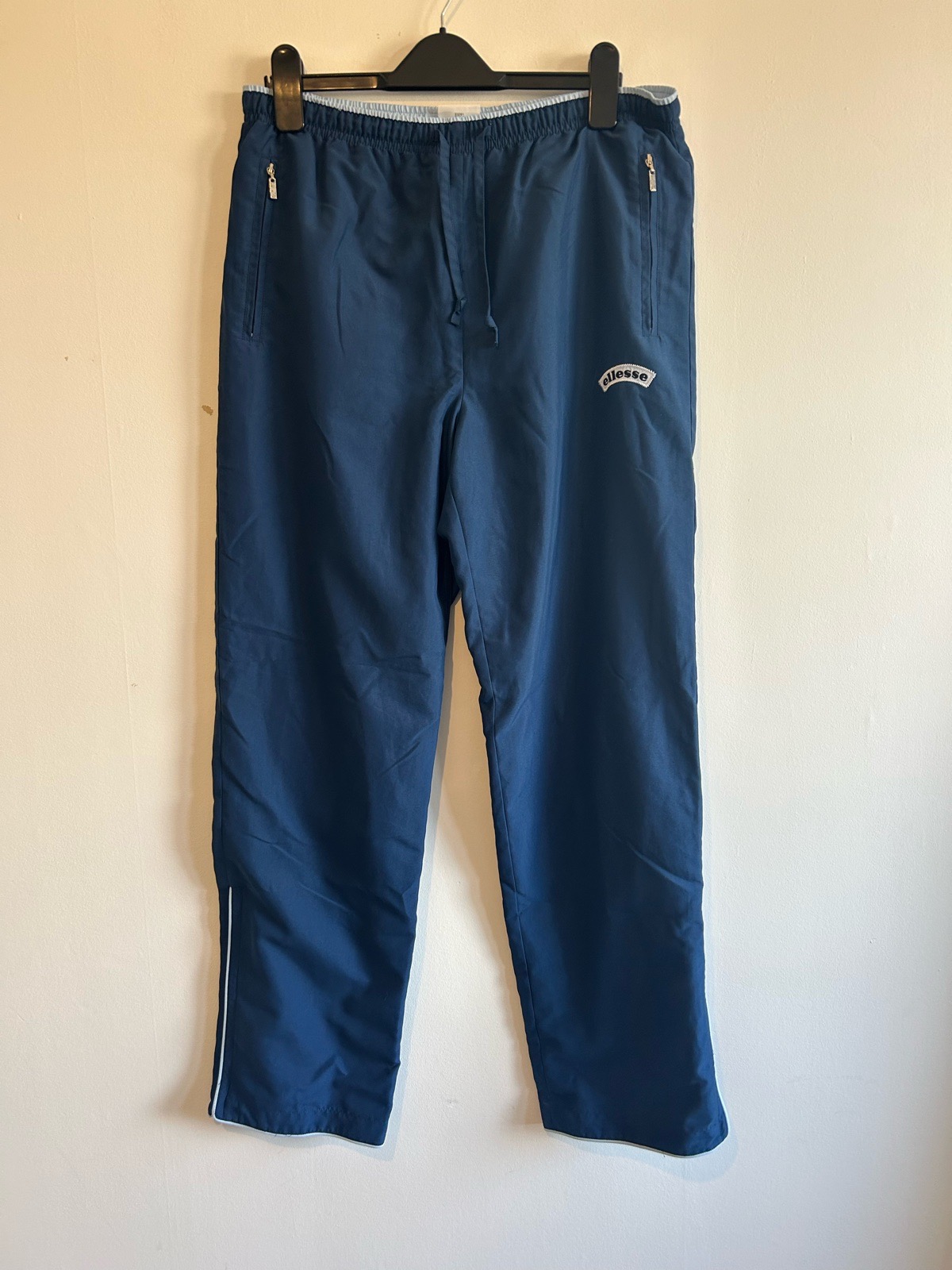 ellesse Vintage Navy Blue Zipped Pockets & Hem Joggers Size 12