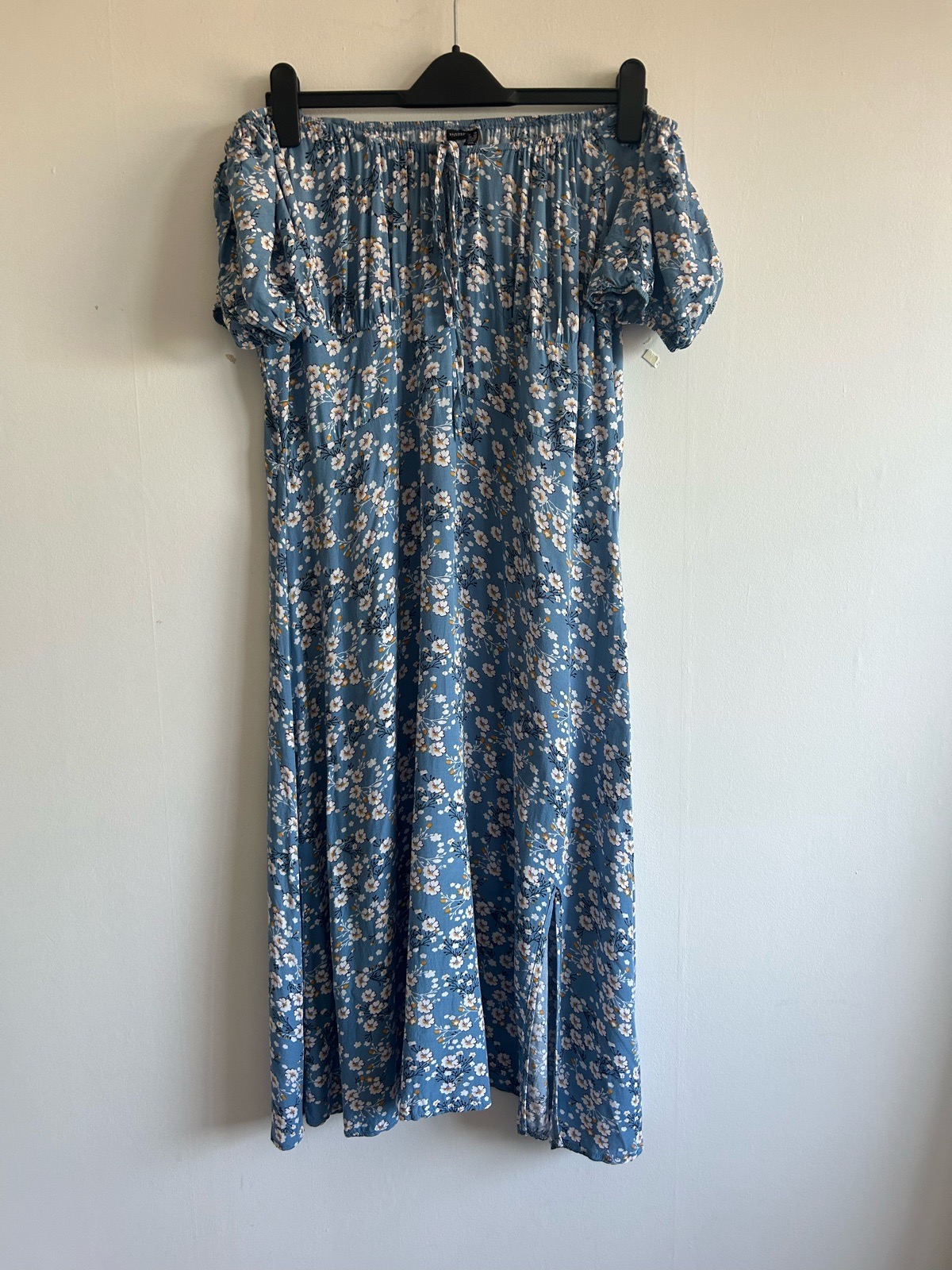 IZ Izabel London Blue Ditsy Floral Off The Shoulder Midi Dress Size 18