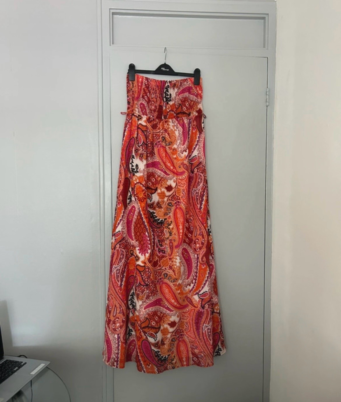 Jane Norman 100% Cotton Strapless Paisley Print Y2K Vintage Maxi Dress Size 14