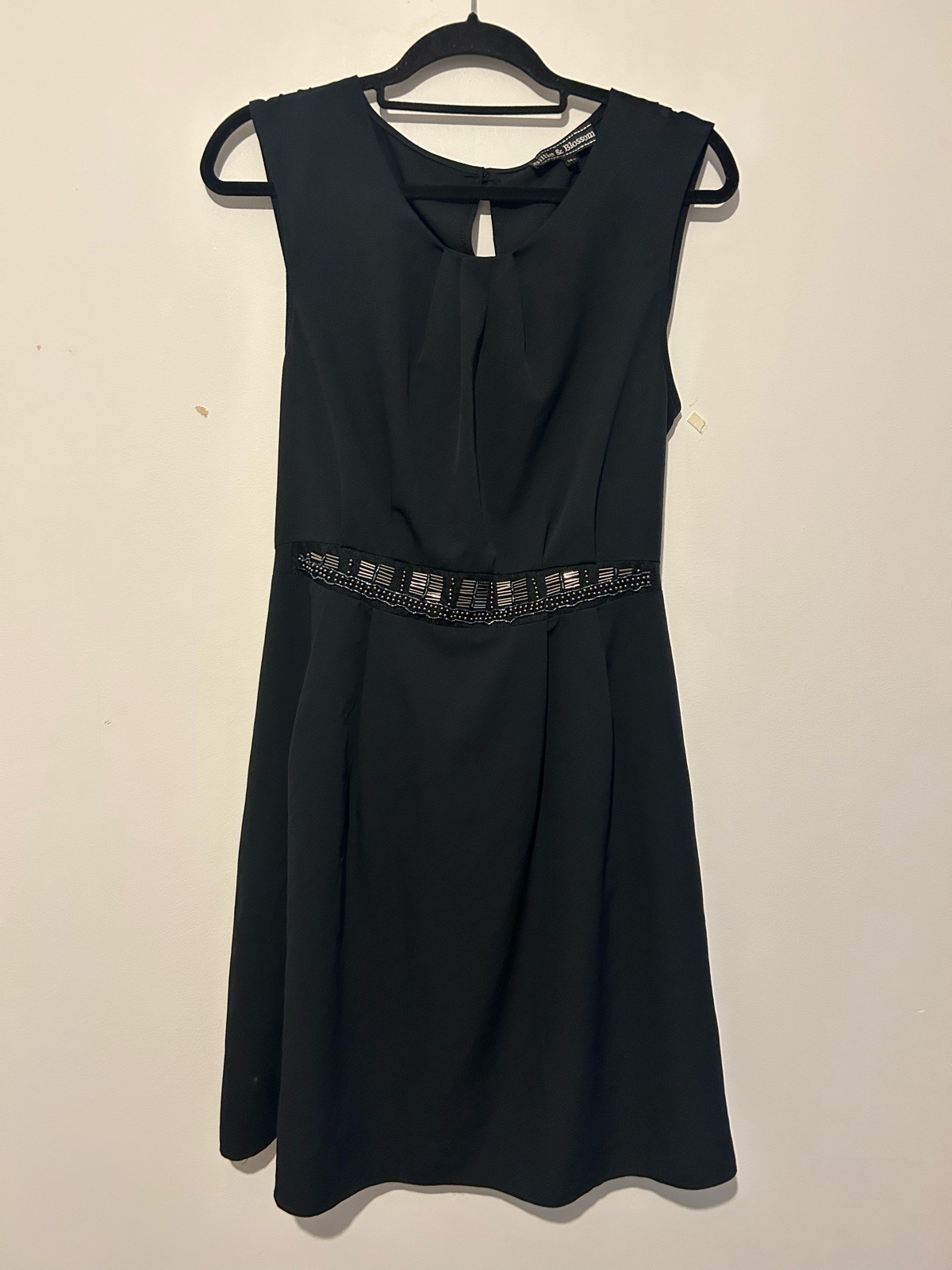 Billie & Blossom Black Tie Waist Beaded Waist Band Party Dress Size 14