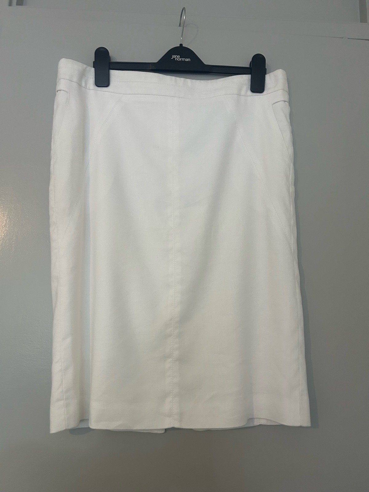 M&S Autograph White Linen Blend Knee Length Pencil Skirt Size 14 RRP £45